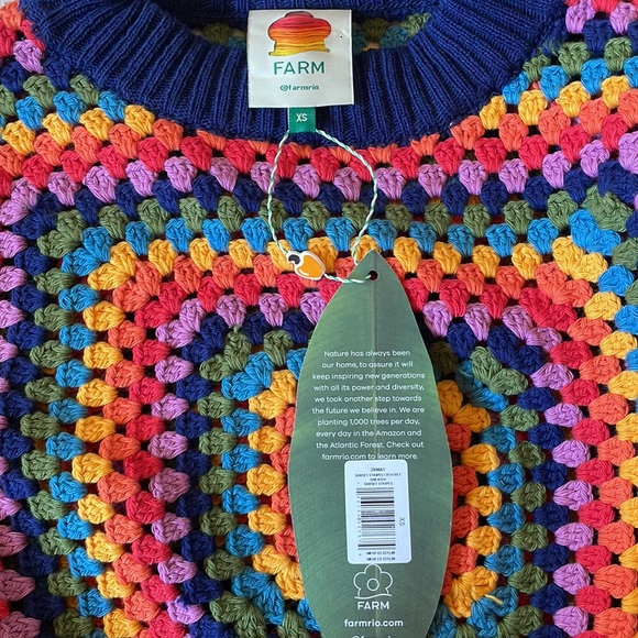 NWT Farm Rio Sunset Stripes Crochet Sweater - Picture 9 of 9